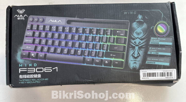 AULA WIND F3061 MEMBRANE RGB TKL WIRED SILICONE KEYBOARD